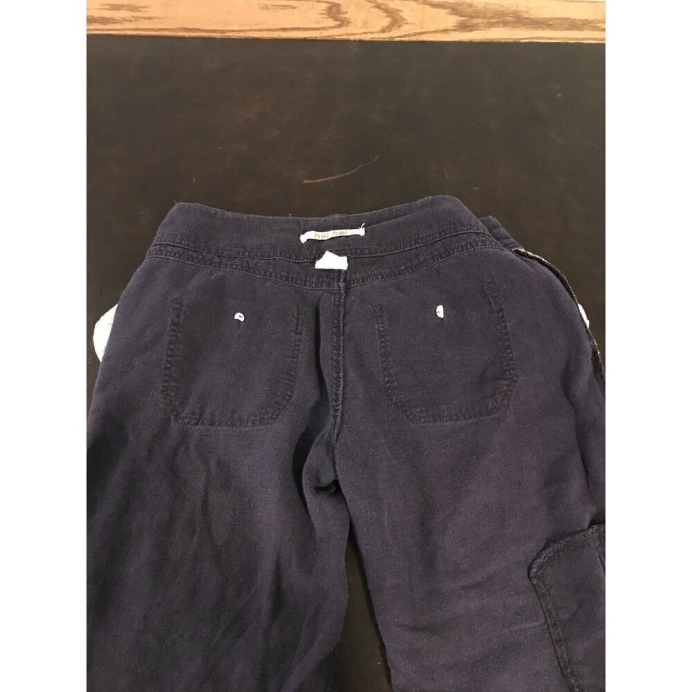 Anthro Hei Hei Linen Cargo Pants 4 Navy Cropped Drawstring - Picture 5 of 13